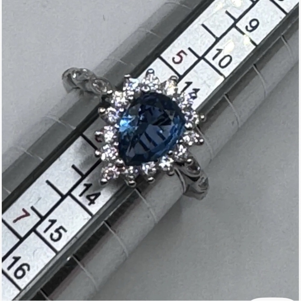 NWT Ryze Party  Denim Blue Cubic Zirconia .925 Sterling Silver Ring - Size 6